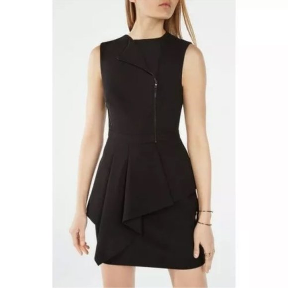 BCBGMaxAzria Dresses & Skirts - BCBGMaxAzria | Nikki Dress, Black Zippered Asymmetrical Peplum Dress, Sz 12